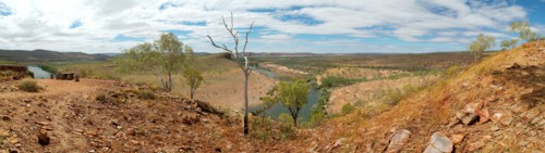 Australia, Western Australia, Kununurra, Panorama of Pentecost River - El Questro - Gibb River Road