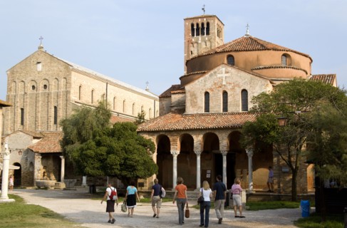 ITALY, Veneto, Venice, The uninhabited island of Torcello with the Byzantine cathedral on the left