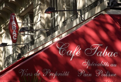 FRANCE, Ile de France, Paris, Cafe Tabac sign and pavement awning