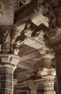 INDIA, Rajasthan, Mount Abu, Dilwara Temple complex dating from 11th-13th century A.D.  Detail of