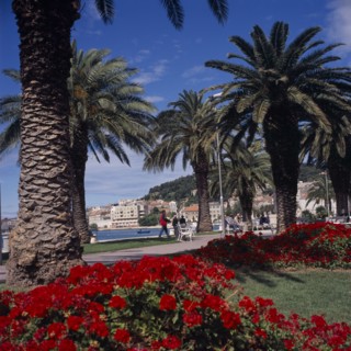 CROATIA, Split, View along the colourful waterfront of the world heritage site.