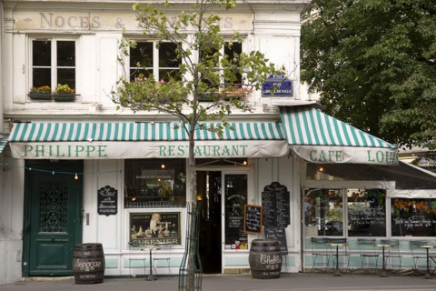 FRANCE, Ile de France, Paris, Frontage of the Brasserie de Louis Philippe on the Quai De L'Hotel de