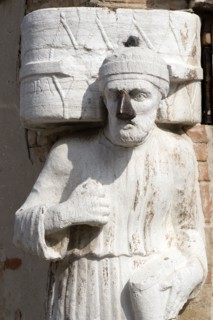 ITALY, Veneto, Venice, One of the three Mori in the Campo di Mori in the Cannaregio district. With