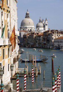 ITALY, Veneto, Venice, "The Byzantine church of Santa Maria della Salute with water taxis passing