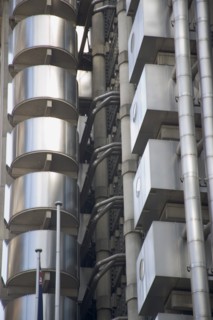 ENGLAND, London, Detail of the Exterior of  the Lloyds of London building designed by Arhitect Sir