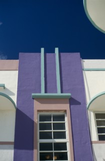 USA, Florida, Miami , South Beach. Detail of colourful Art Deco building exterior