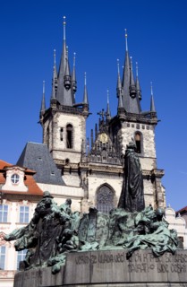 CZECH REPUBLIC, Bohemia, Prague, Statue of the Czech religious reformer Jan Hus in the Old Town