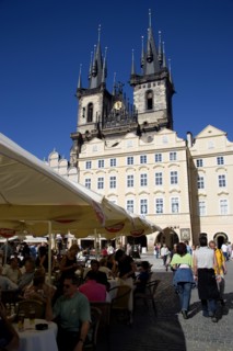 CZECH REPUBLIC, Bohemia, Prague, The Old Town Square with the Church of Our Lady before Tyn.