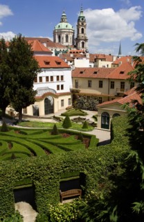 CZECH REPUBLIC, Bohemia, Prague, The Vrtba Gardens and the Baroque Church of St Nicholas in the
