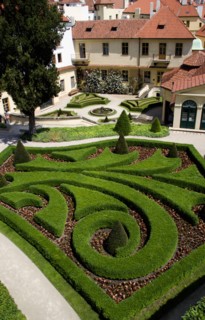 CZECH REPUBLIC, Bohemia, Prague, The Vrtba Gardens in the Little Quarter with pattern cut in box