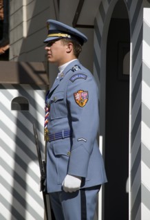 CZECH REPUBLIC, Bohemia, Prague, Sentry beside Guardbox at Prague Castle