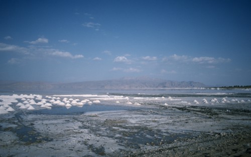 IRAN, Fars Shiraz, East of Shiraz, View over the salt lake.