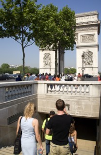 FRANCE, Ile de France, Paris, Tourists entering the pedestrian tunnel under the Place de Charles de