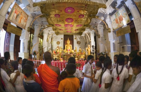 SRI LANKA, Kandy, Interior of Sri Dalada Maligawa (Temple of the Tooth).