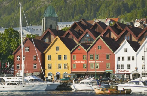 NORWAY, Bergen, "View across Vagen of Bryggen, the old medieval quarter of the city. Jon Hicks."