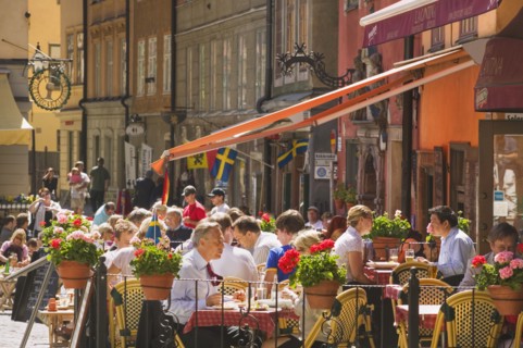 SWEDEN, Stockholm, "Restaurant in Stortorget in the heart of Gamla Stan, the historic quarter of