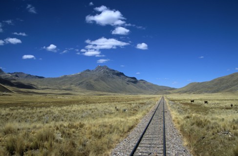 PERU, Transport, "Railway track through the Andes mountain range, Puno to Cusco Perurail train
