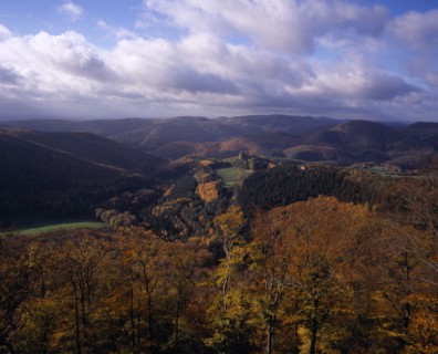 FRANCE, Alsace Lorraine, Lowenstein, Elevated view south from Lowenstein Castle Ruins towards
