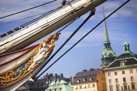 SWEDEN, Stockholm, "Close-up of the figure head on the af Chapman, now converted in to a floating