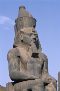 EGYPT, Nile Valley, Luxor, Luxor Temple. Ramses II seated statue
