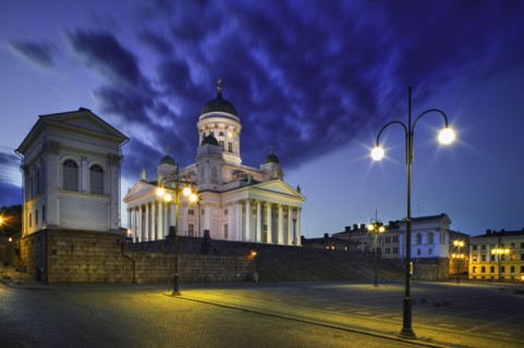 FINLAND, Helsinki, "The Tuomiokirkko (Lutheran Cathedral) in Senate Square during the ""White