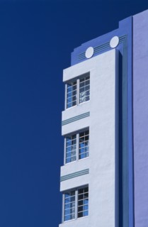 USA, Florida, Miami, South Beach. Ocean Drive. Art Deco Park Central Hotel exterior. Detail of side