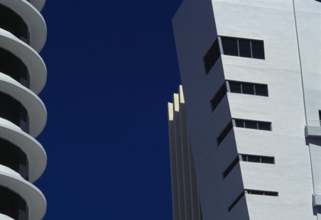USA, Florida, Miami, South Beach. Ocean Drive. Detail of Art Deco curvilinear and rectilinear