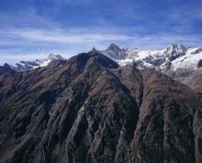 SWITZERLAND, Valais, South Mattertal , "View left to right, Gabelhorn Ridge, Mattelhorn 3406metres