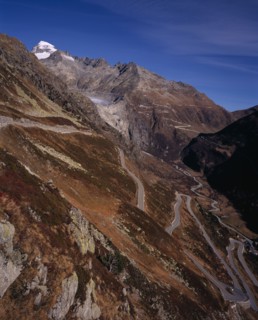 SWITZERLAND, Valais, Grimsel Pass, The Upper Rhone Valley with the Grimsel Pass in the foreground.