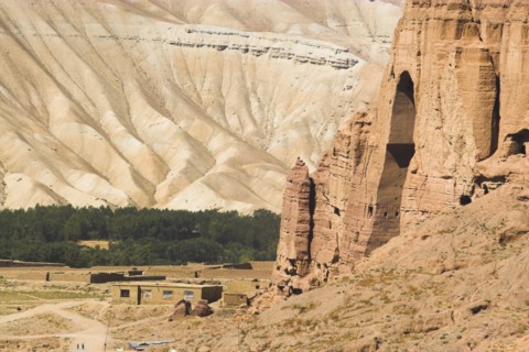 AFGHANISTAN, Bamiyan Province, Bamiyan , Empty niche in cliffs where the famous carved large Budda