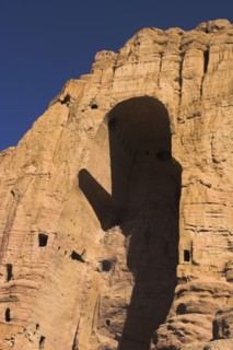AFGHANISTAN, Bamiyan Province, Bamiyan , Empty niche in cliffs where the famous carved large Budda