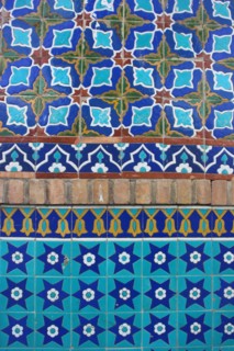 AFGHANISTAN, "Mazar-I-Sharif,", "Detail of tilework, Shrine of Hazrat Ali (who was assissinated in
