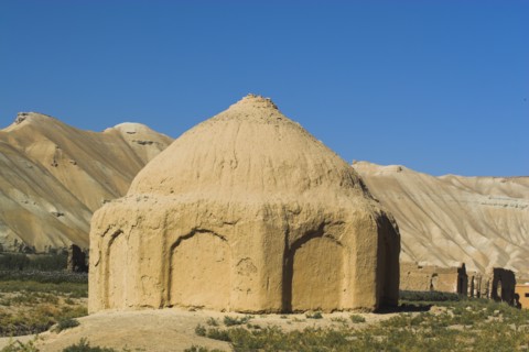 AFGHANISTAN, Bamiyan Province, Bamiyan, Tomb near empty niche where the famous carved Budda once