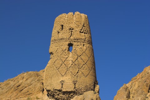 AFGHANISTAN, Bamiyan Province, Bamiyan, "Kakrak valley, watchtower at ruins which were once the