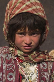 AFGHANISTAN, Ghor Province, Pal-Kotal-i-Guk, "Aimaq nomad camp, Aimaq girl