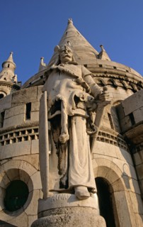 HUNGARY, Budapest, "Castle Hill District, Trinity Square, Fishermens Bastion, Saint Stephens (Szent