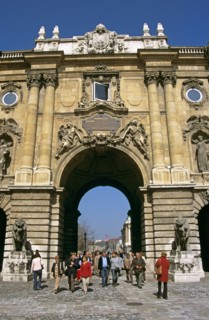 HUNGARY, Budapest, "Castle and Palace complex, inner courtyard, Castle Hill District."