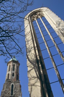 HUNGARY, Budapest, "Castle Hill District, Uri Utca, Mary Magdalene Church Tower, gothic window in