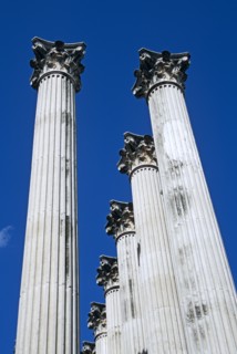 SPAIN, Andalucia, Cordoba, "Templo de Culto Imperial, Corinthian Columns in Roman Temple, Cordoba."
