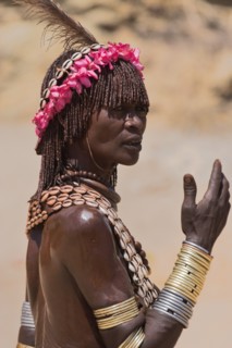 ETHIOPIA, Lower Omo Valley, Turmi, "Hamer Jumping of the Bulls initiation ceremony, Hamer lady"