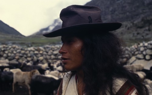 COLOMBIA, Sierra Nevada de Santa Marta, Ika, Portrait of Ika shepherd Vicencio in old trilby hat
