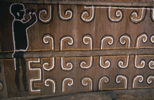 COLOMBIA, North West Amazon, Tukano Indigenous People, Detail of Barasana painted design including