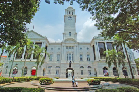 SINGAPORE, PARLIaMENT LANE, "VIEW OF THE VICTORIA THEATRE AND CONCERT Hall. The complex started off