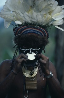 PAPUA NEW GUINEA, Mount Hagen, People, "Portrait of man wearing traditional dress and jewellery,