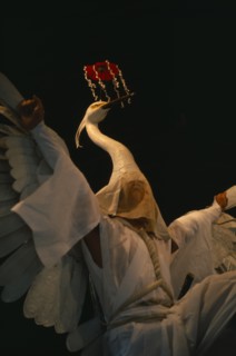 JAPAN, Honshu, Kyoto, "Gion District, Yasaka Shrine.  Performance of the Dance of the White Herons