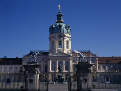 GERMANY, Berlin, Charlottenburg Palace. Front exterior seen from entrance gates