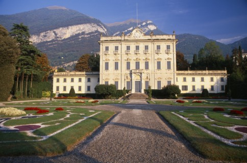 ITALY, Lombardy, Lake Como, "Private villa and formal gardens near Tremezzo, gravel drive leading