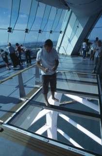 ENGLAND, Hampshire, Portsmouth, Gunwharf Quays. The Spinnaker Tower. Interior on the observation
