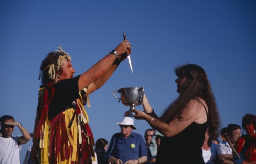 ENGLAND, East Sussex, Eastbourne, Pagans celebrating the Lammas Day festival in August.