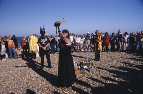 ENGLAND, East Sussex, Eastbourne, Pagans celebrating the Lammas Day festival in August.